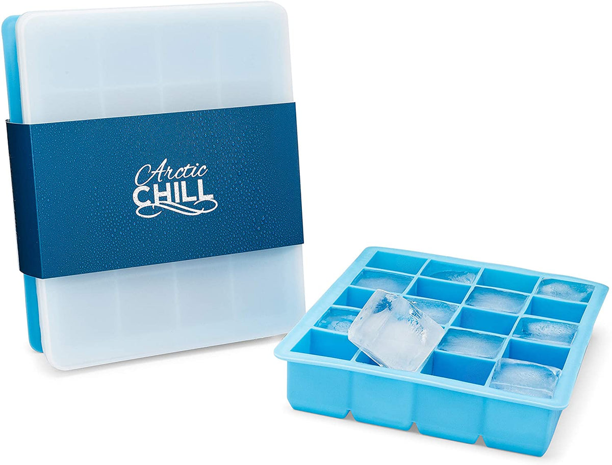 Jikolililili Large Ice Cube Tray with Lid, Stackable Big Silicone