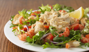 Crawfish and arugula salad