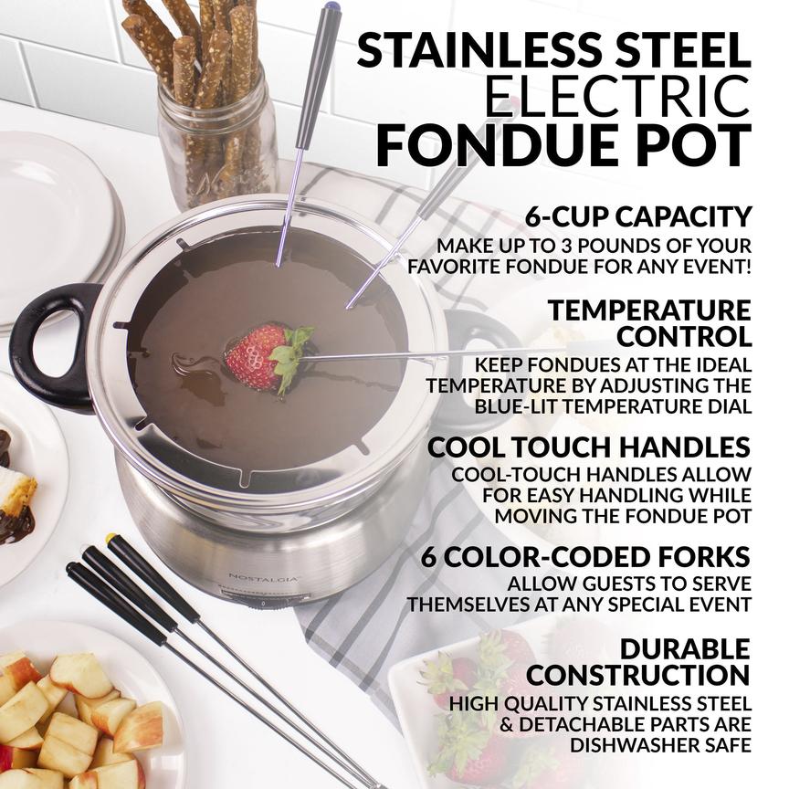 Nostalgia Electric Fondue Pot - Stainless Steel