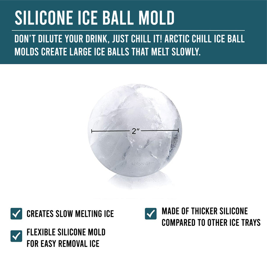 Ice Ball Maker - Sphere Ice Mold Creates Large 2.5 Inch Ice Balls - Set of  2