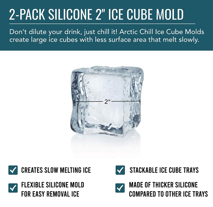 2 Pack Silicone Ice Cube Tray, Ice Cube Trays Molds, Large Ice
